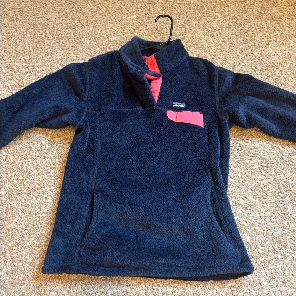 Patagonia Blue and Pink Hoodie Sweatshirt